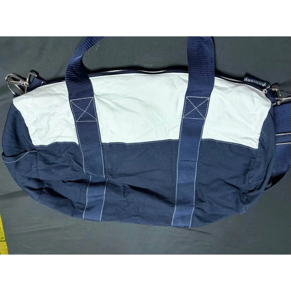 Vintage Tommy Hilfiger Canvas Duffel Bag Navy Red White Y2K Gym Travel Large